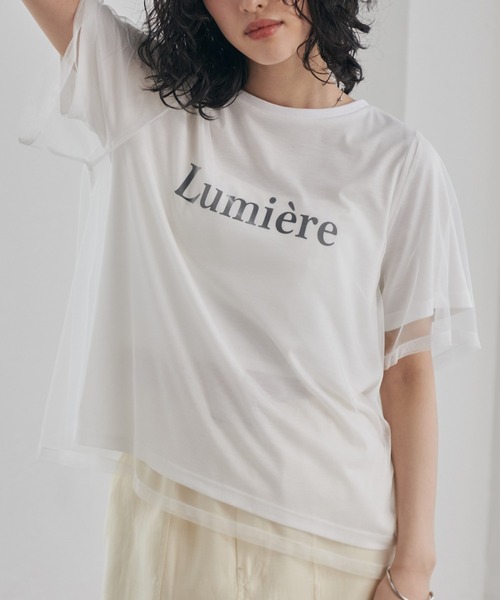 tシャツ チュールレイヤードTシャツ レディース チュールレイヤードTシャツ（Tシャツ/カットソー）｜rectangle