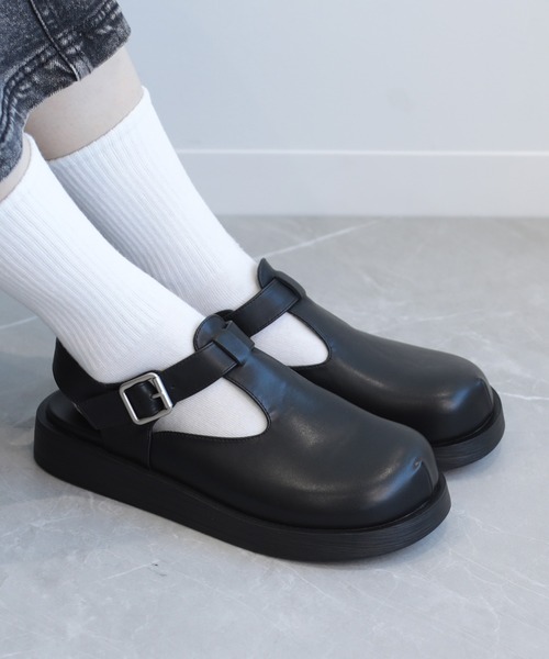 shoes365 バレエシューズ パンプス 「shoes365」Tストラップ 厚底
