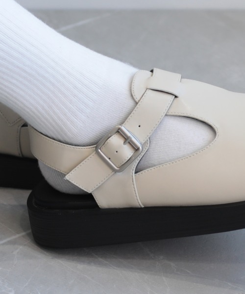 shoes365 バレエシューズ パンプス 「shoes365」Tストラップ 厚底