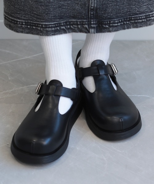 shoes365 バレエシューズ パンプス 「shoes365」Tストラップ 厚底