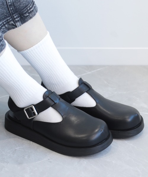 shoes365 バレエシューズ パンプス 「shoes365」Tストラップ 厚底