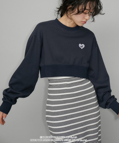 トレーナー スウェット 「ANGEL BLUE×ADAM ET ROPE'」クロップドスウェットプルオーバー レディース ADAM ET ROPE' トレーナー スウェット 「ANGEL BLUE×ADAM ROPE