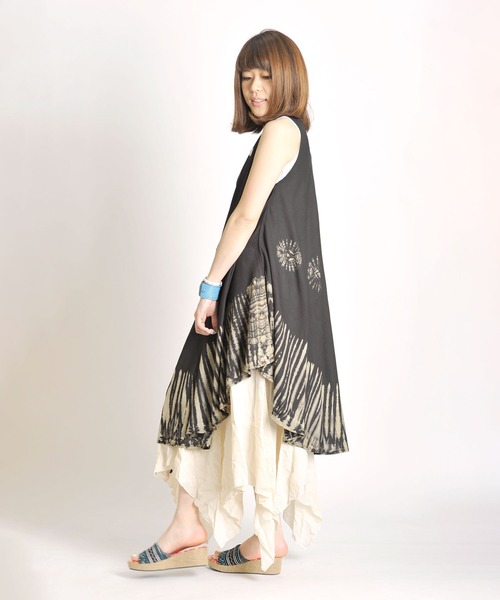 MARINEタイダイワンピース 00サイズ】シアーフラワープリーツワンピース(マキシ・ロング