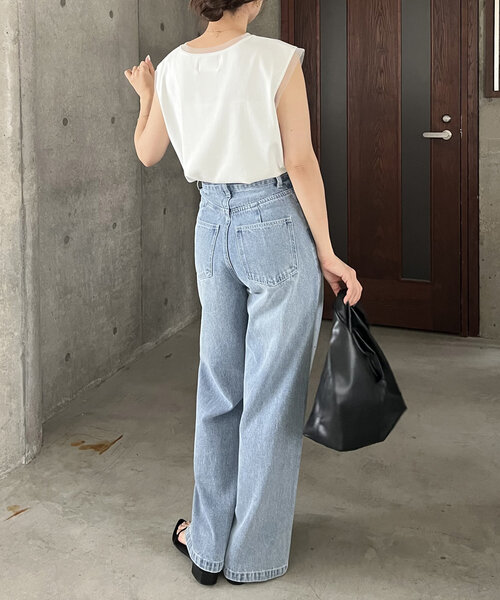 「CAPRICIEUX LE'MAGE」 ノースリーブトップス FREE グレー レディース CAPRICIEUX LE'MAGE tシャツ 1ポイントノースリーブTシャツ