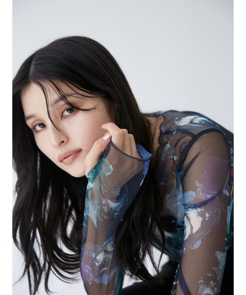 MURUA ペイントチュールトップス MURUA（ムルーア）の「ペイントチュールトップス【WEB限定】（T