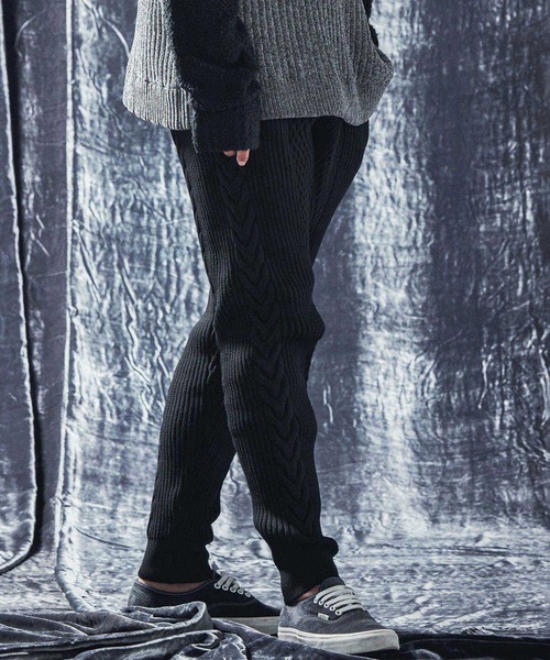 ANGENEHM パンツ mp12732-Light yarn cable stitch knit pants