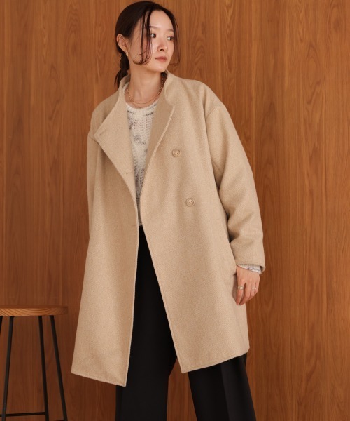 マスタードカラースタンドカラー アウター BAB ステンカラーコート コート スタンドカラーライトアウター