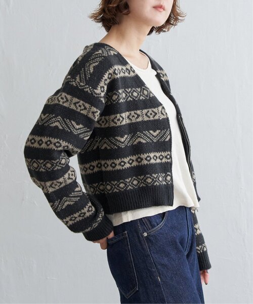 notch. カーディガン ノルディック柄ジップカーディガン レディース