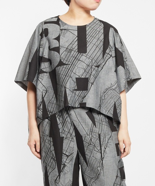 tシャツ NYプリント　コクーンブラウス レディース メンズ