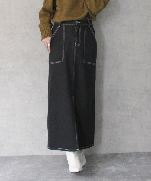 Emma（SELECT LEVERY） デニムスカート ホワイトステッチデニム