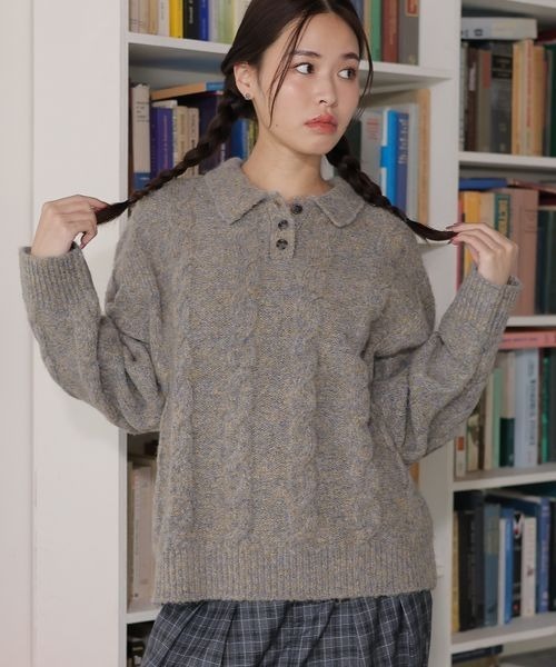 PBLIM ニット セーター 「UNISEX」ケーブルポロニット レディース