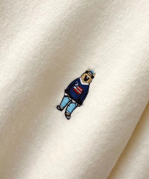 2ly2 ニット セーター クマ刺繍ラウンドネックソフトもちもちセーター