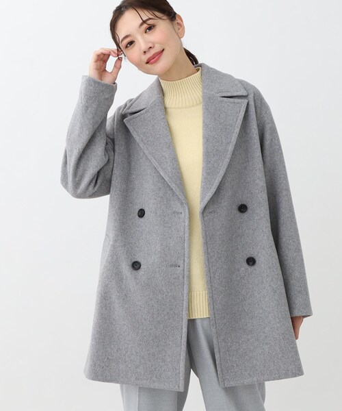 Reflect　リフレクト　ミドル丈ピーコート　ライトグレー　7号　新品未使用 Reflect（リフレクト） ピーコート pコート 「トレンドアイテム