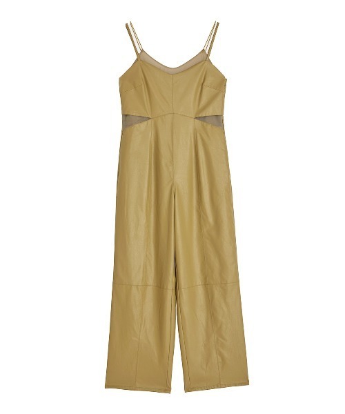 サロペット オーバーオール UND SHEER LAYARED SYNTHETIC LEATHER ROMPERS レディース_14