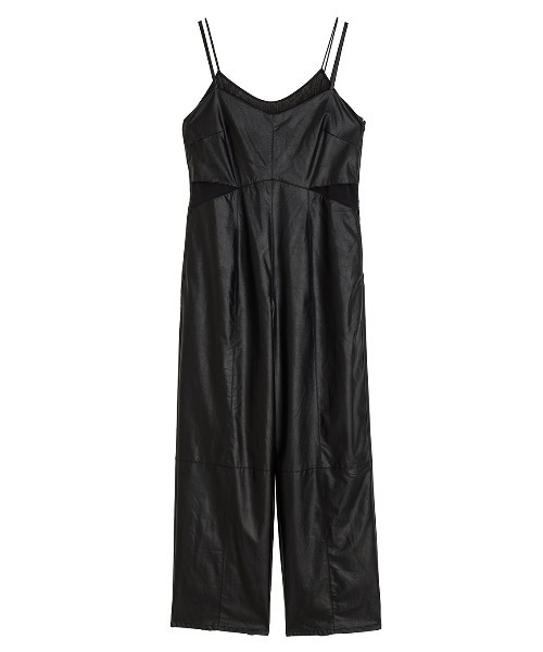 サロペット オーバーオール UND SHEER LAYARED SYNTHETIC LEATHER ROMPERS レディース_13