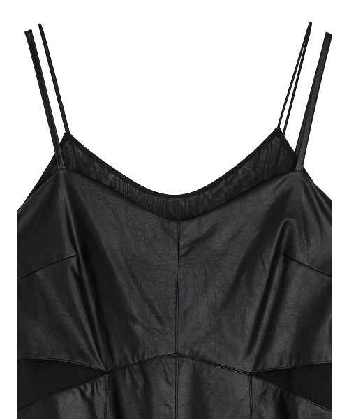サロペット オーバーオール UND SHEER LAYARED SYNTHETIC LEATHER ROMPERS レディース_15