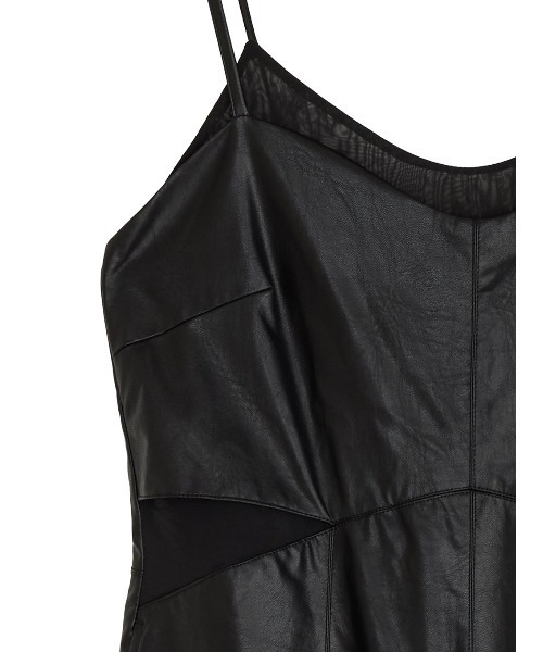 サロペット オーバーオール UND SHEER LAYARED SYNTHETIC LEATHER ROMPERS レディース_16