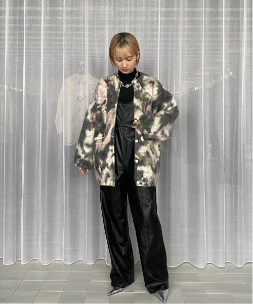 サロペット オーバーオール UND SHEER LAYARED SYNTHETIC LEATHER ROMPERS レディース_5