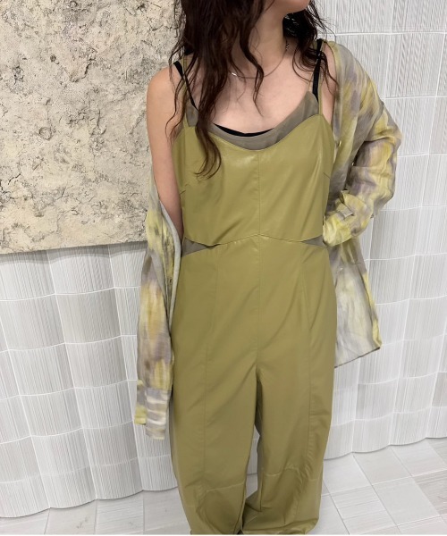 サロペット オーバーオール UND SHEER LAYARED SYNTHETIC LEATHER ROMPERS レディース_11