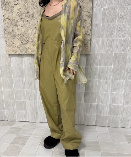 サロペット オーバーオール UND SHEER LAYARED SYNTHETIC LEATHER ROMPERS レディース_12