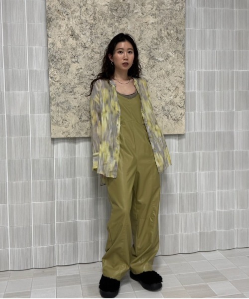 サロペット オーバーオール UND SHEER LAYARED SYNTHETIC LEATHER ROMPERS レディース_9