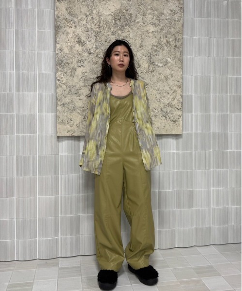 サロペット オーバーオール UND SHEER LAYARED SYNTHETIC LEATHER ROMPERS レディース_10