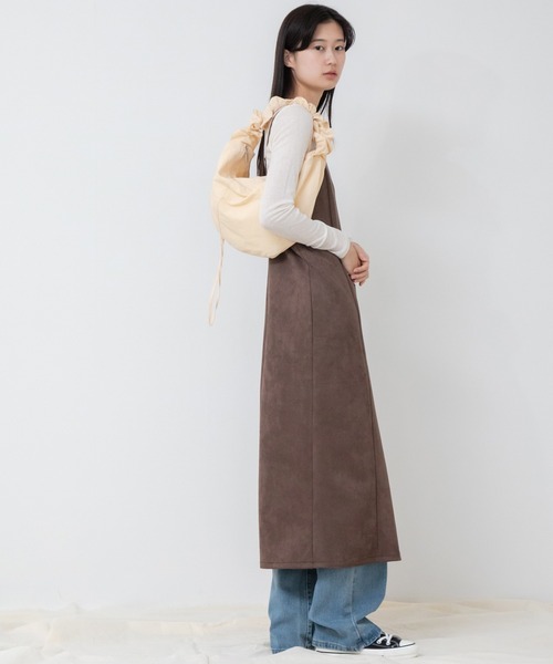 HEILIS ワンピース バックリボンフェイクスエードキャミワンピース 