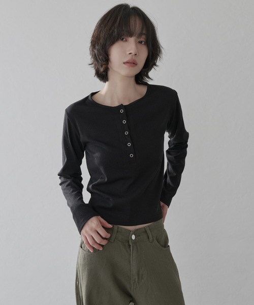 UNE MANSION tシャツ 「UNE ORIGINAL」ヘンリーネックシルバー