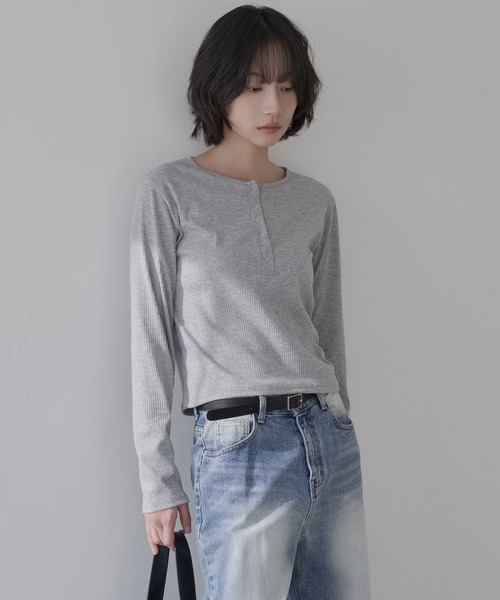 UNE MANSION tシャツ 「UNE ORIGINAL」ヘンリーネックシルバー