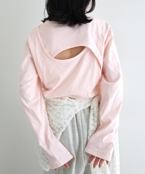 Freesia tシャツ バックオープンレイヤードトップス レディース