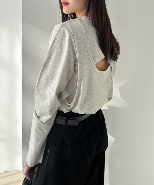 Freesia（andme） tシャツ バックオープンレイヤードトップス