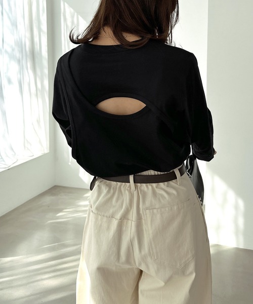 Freesia（andme） tシャツ バックオープンレイヤードトップス