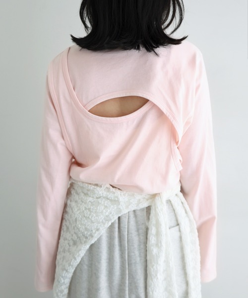Freesia tシャツ バックオープンレイヤードトップス レディース