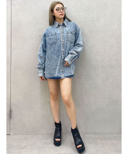 GYDA ブラウス シャツ ケミカルデニムLOOSEシャツ レディース