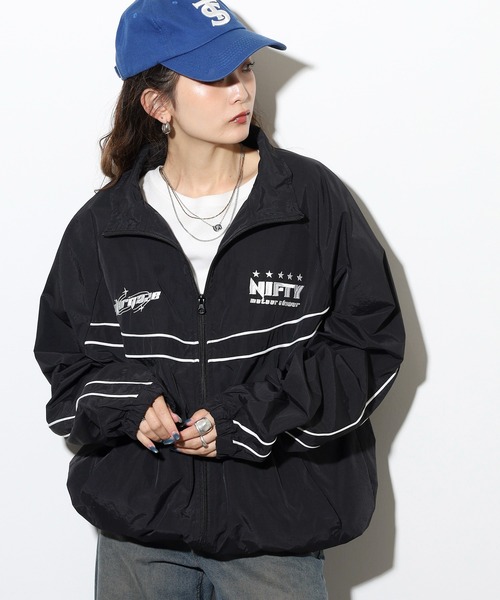 SUGGESTION ナイロンジャケット Sleeve line nylon track jacket 袖