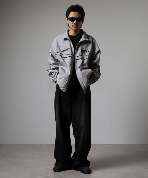 SUGGESTION ナイロンジャケット Sleeve line nylon track jacket 袖