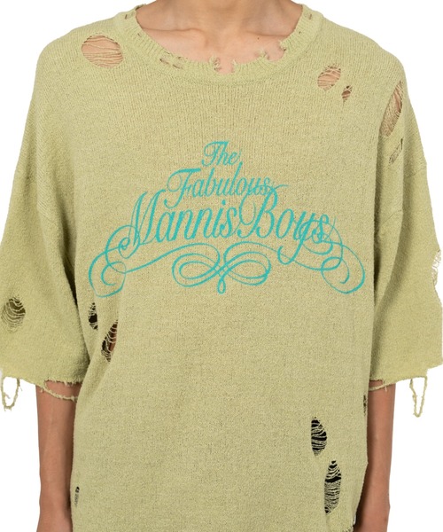 トップス Distressed Knit T-Shir kamiya KAMIYA Distressed Knit T-Shirt - Black