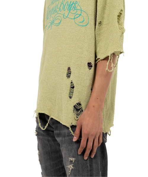 KAMIYA tシャツ Distressed Knit T-Shirt メンズ : ZOZOTOWN