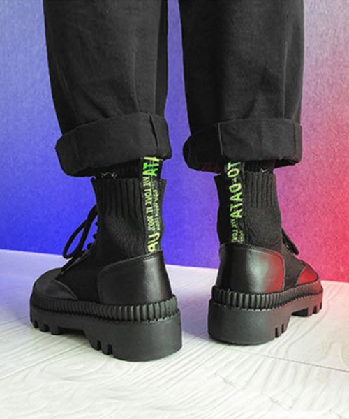 「aimoha」 レースアップブーツ 24.5cm ブラック メンズ_画像6