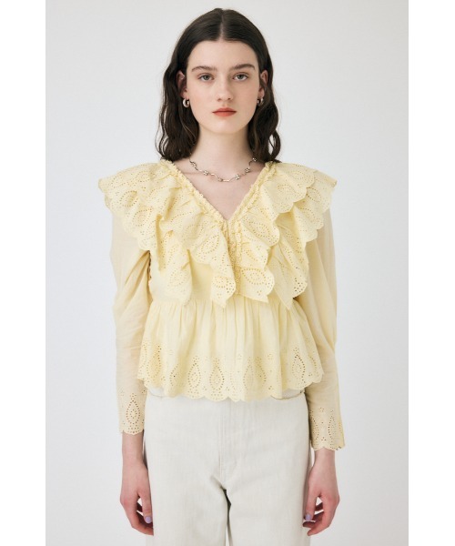 moussy EYELET CAPSLEEVE ブラウス MOUSSY | EYELET CAPSLEEVE ブラウス (シャツ・ブラウス ) |SHEL
