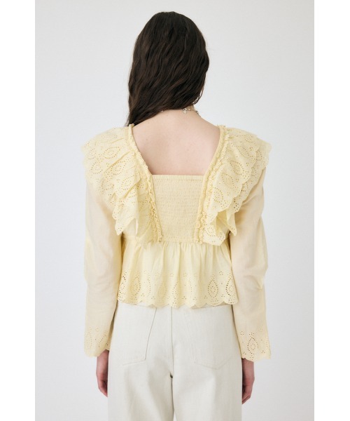MOUSSY マウジー EYELET CAPSLEEVE ブラウス ホワイト MOUSSY | EYELET CAPSLEEVE ブラウス (シャツ・ブラウス ) |SHEL