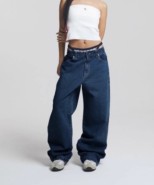 LYEON（リヨン） ジーンズ デニム デニムパンツ バック刺繍ワイド
