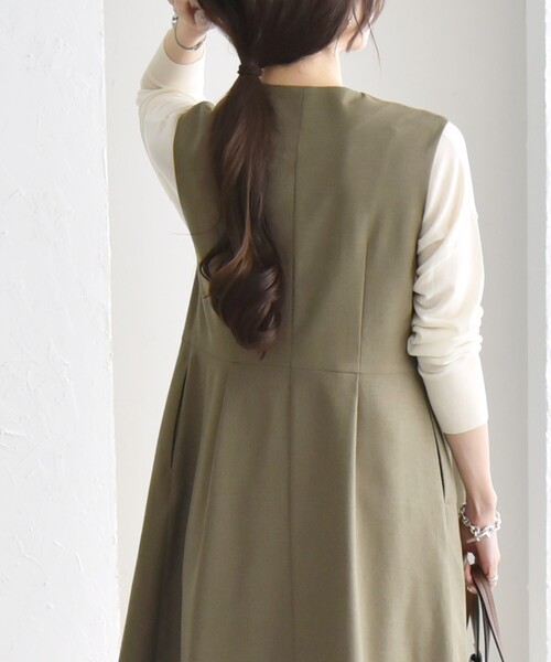 quaranciel ワンピース quaranciel: Vカラー ロング ジレ ワンピース