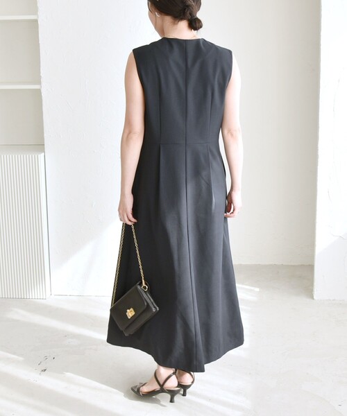 VillD ロングジレ ワンピース ツィードライクロングジレワンピース | allureville (Women