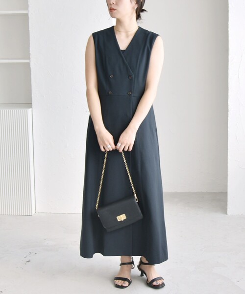 quaranciel ワンピース quaranciel: Vカラー ロング ジレ