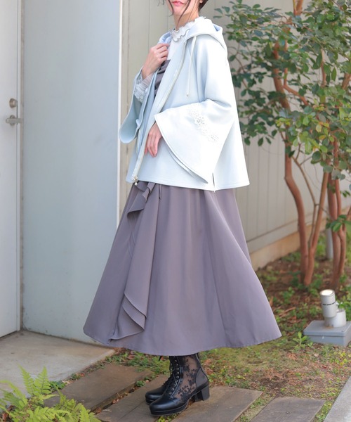 axes femme カーディガン 花粉ガードフレア袖ケープ レディース