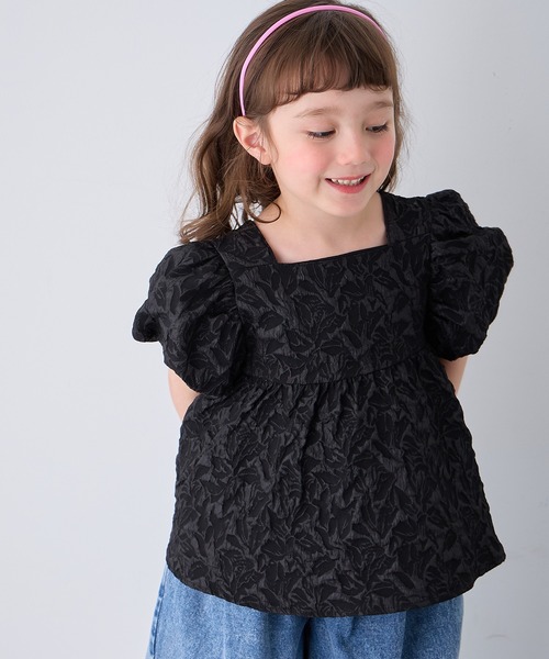 ブラウス シャツ ふんわり 花柄ジャガードブラウス キッズ 子供服 女 