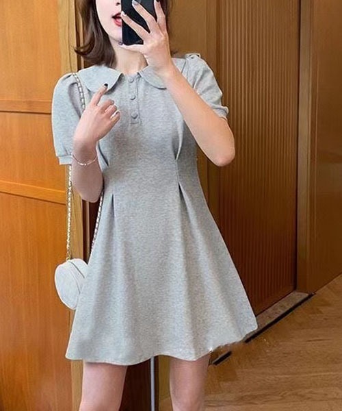 gossip!ロサンゼルス ワンピース ポロ襟 ウエストタックワンピース