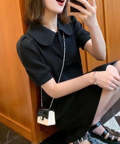 gossip!ロサンゼルス ワンピース 半袖 丸襟ポロワンピース 半袖
