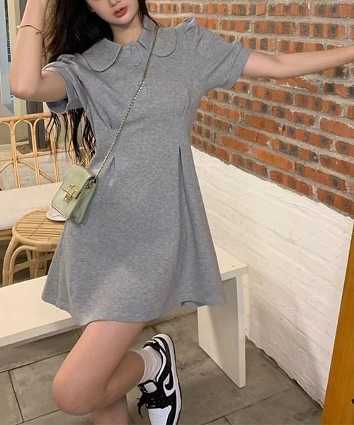 gossip!ロサンゼルス ワンピース ポロ襟 ウエストタックワンピース